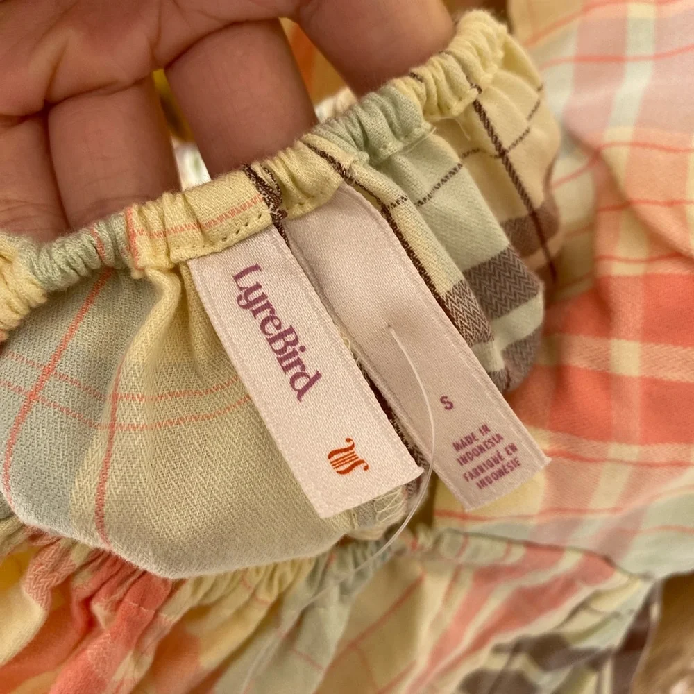 NWT! LyreBird Sleeveless Plaid Nap Mini Dress Size Small 100% Cotton Summer Boho